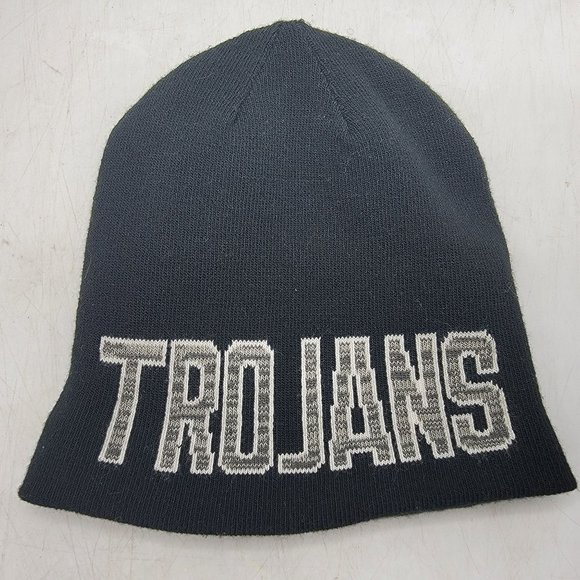 Nike Trojans Reversible Beanie Black Gray Large Logo Warm Winter Cold Casual - Picture 1 of 4
